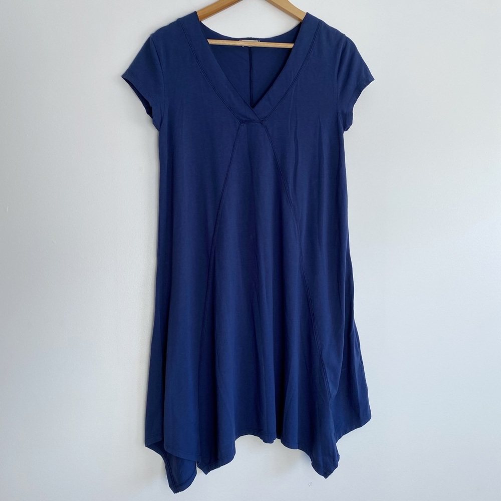 Mododoc V-Neck Cap Sleeve Sharkbite Hem Dress